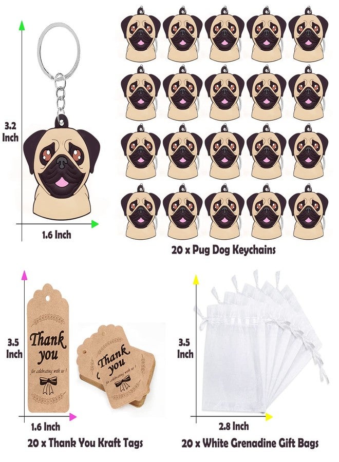 CiciBear 60 Pack Dog Party Decorations for Guests, 20 Bulldog Keychains, 20 Tags and 20 Gift Bags for Bulldog Dog Puppy, Pet Animals,Let's Pawty Party, Animal Lover, Kids Birthday, Baby Shower - Image 2