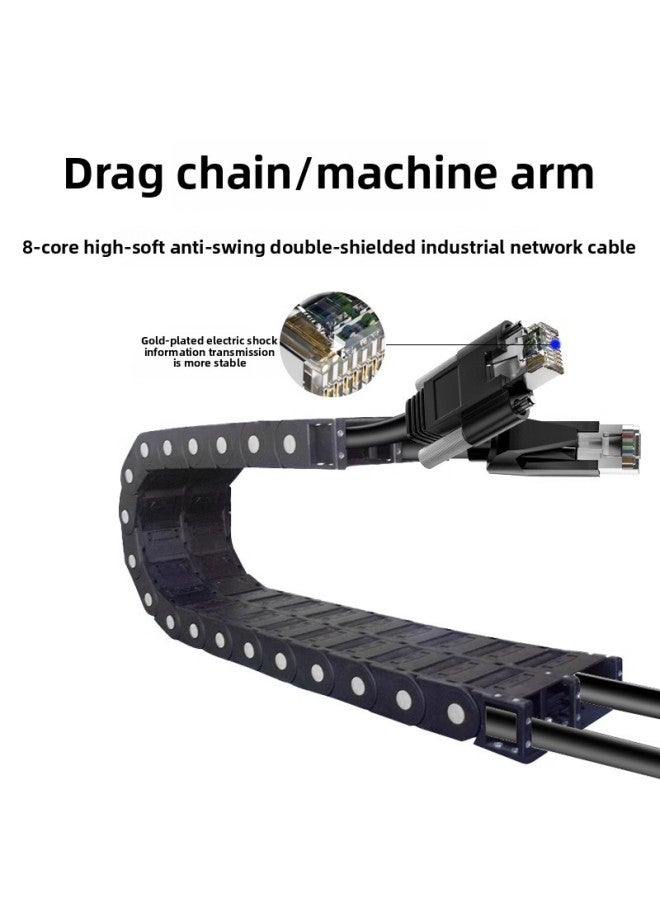 Industrial Camera Network Cable High Flexible Drag Chain Super Six Kinds Of Ethernet 10 Trillion GIGE CCD Communication Screw Left And Right Fixed-Color:Category 5e Gigabit High Soft Tail Chain Network Cable-Line Length:3 M  - Image 3