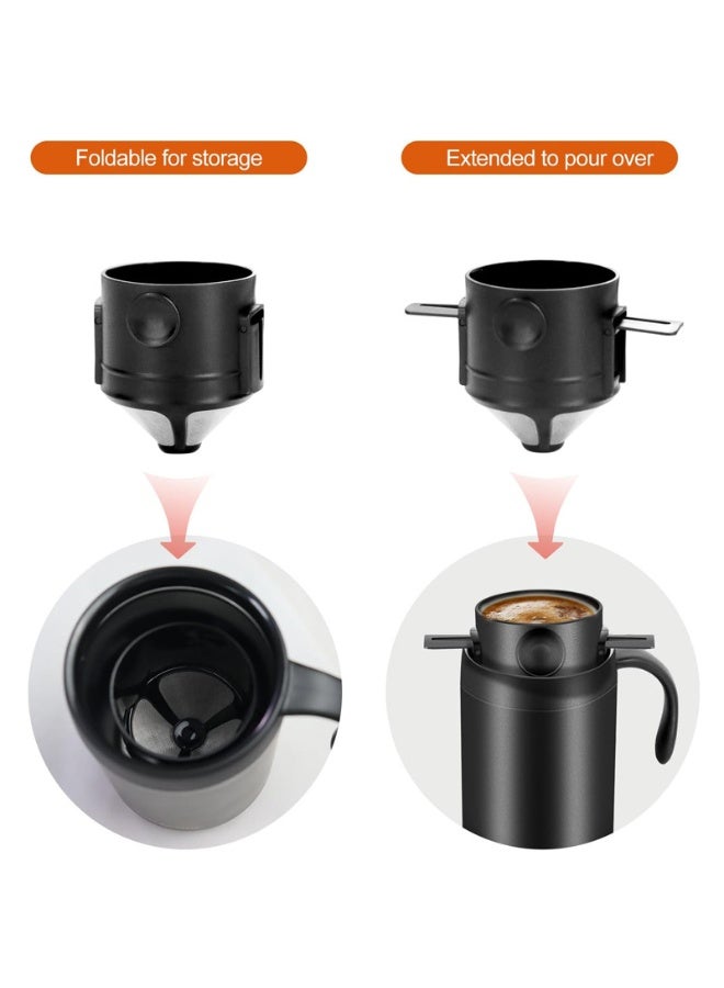 Portable Coffee Maker Set,Stainless Steel Coffee Mug With Collapsible Pour Over Filter, for Camping, Travel, and Office Use - Image 3
