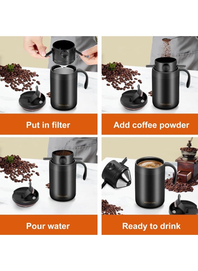 Portable Coffee Maker Set,Stainless Steel Coffee Mug With Collapsible Pour Over Filter, for Camping, Travel, and Office Use - Image 5