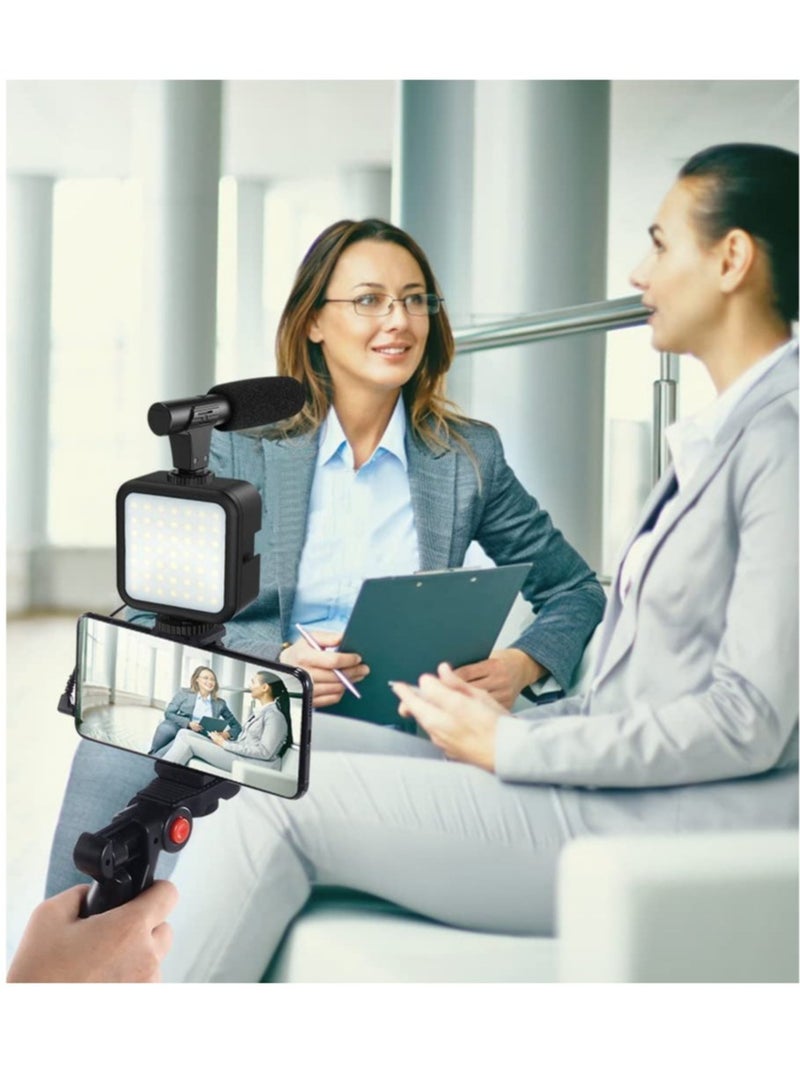 Vlogging Studio Kit for Mobile Phone & Camera – Complete Video Shooting Setup with Microphone, LED Light, and Tripod Holder - Image 4