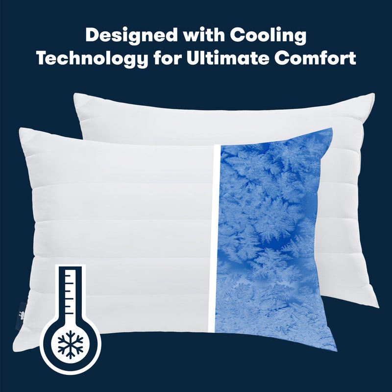 Serta Cooling Quilted Hypoallergenic Soft/Medium Bed Pillows for Side, Stomach or Back Sleepers (2 Pack) - Image 5