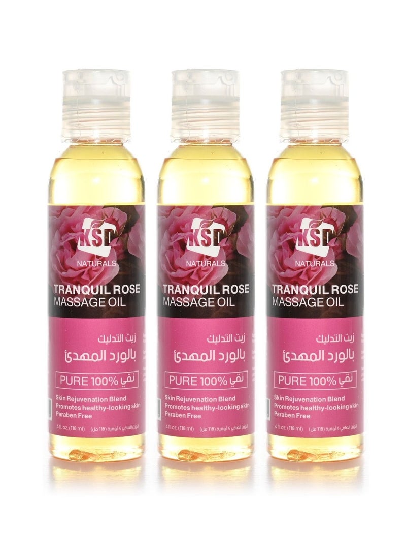 KSD Pack Of 3 Tranquil Rose Massage Oil 118ML  - Image 1