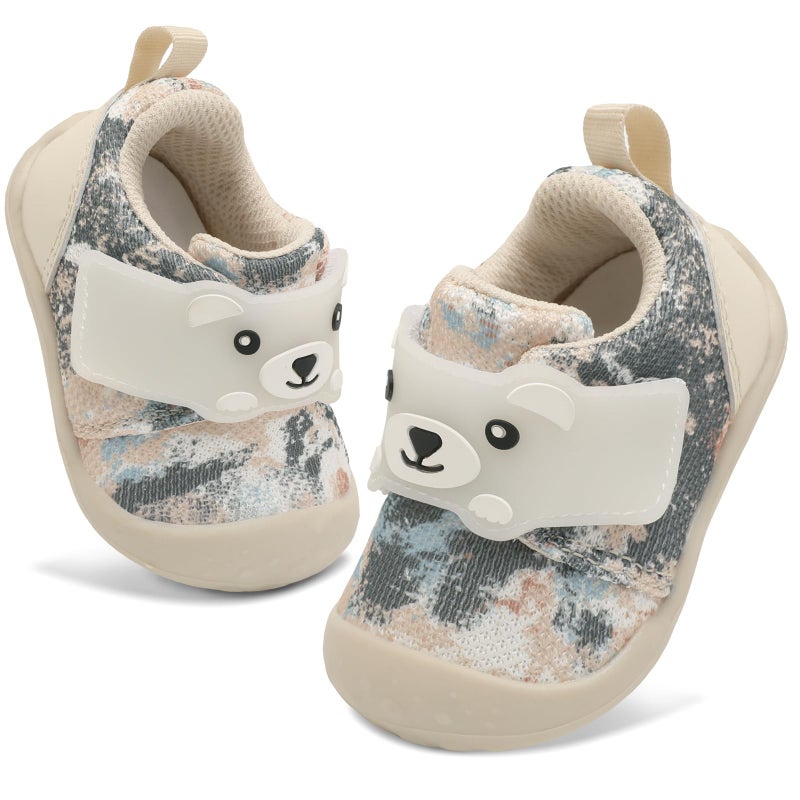 FEETCITY Baby Girls Shoes Wide Baby Walking Shoes Infant Barefoot Shoe Toddler Slip On Shoe Sneakers Breathable 12-18 Months - Image 1