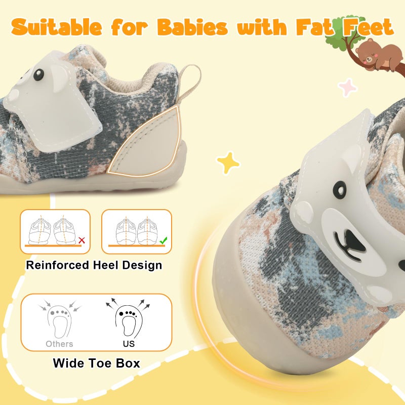 FEETCITY Baby Girls Shoes Wide Baby Walking Shoes Infant Barefoot Shoe Toddler Slip On Shoe Sneakers Breathable 12-18 Months - Image 4