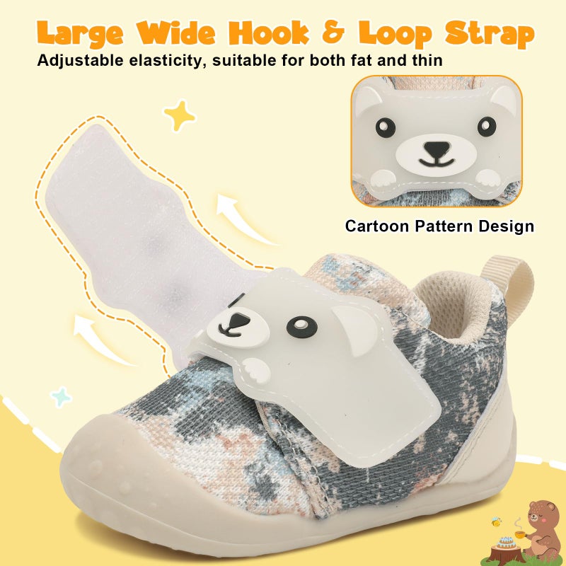 FEETCITY Baby Girls Shoes Wide Baby Walking Shoes Infant Barefoot Shoe Toddler Slip On Shoe Sneakers Breathable 12-18 Months - Image 5
