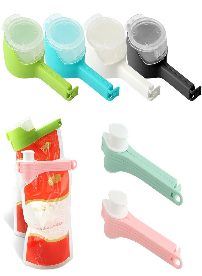 Trasylph 6Pcs Bag Clip with Pour Spout, Bag Clips for Food Storage Sealing Clips, Seal and Pour Bag Clip, Reusable Plastic Cap Sealer Clips for Snack Storage(COLOR:Type A) - Image 1