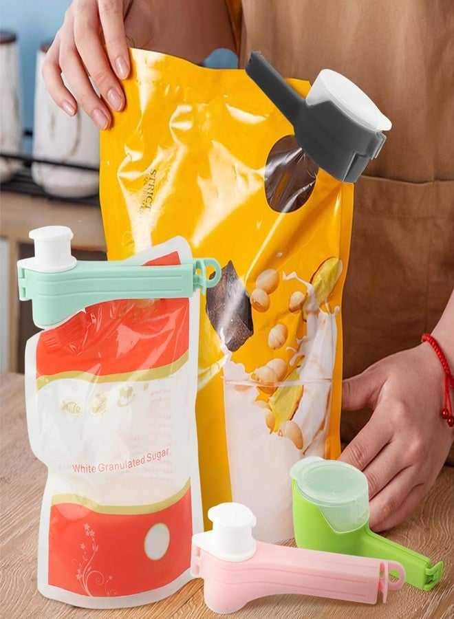 Trasylph 6Pcs Bag Clip with Pour Spout, Bag Clips for Food Storage Sealing Clips, Seal and Pour Bag Clip, Reusable Plastic Cap Sealer Clips for Snack Storage(COLOR:Type A) - Image 5