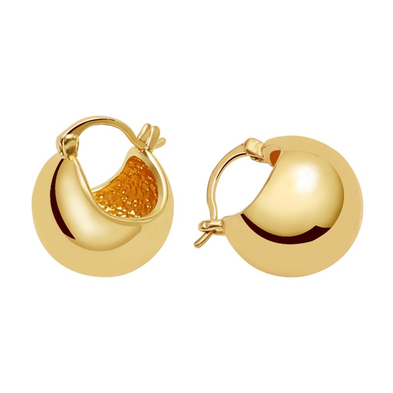 S SUSANN Small Chunky Gold Huggie Earrings For Women, 14k Gold Thick statement hoop earrings Cute Dainty Trendy Hoop Earrings Set Hypoallergenic Fashion Earrings For women Jewelry (Ball-Gold 1) - Image 1