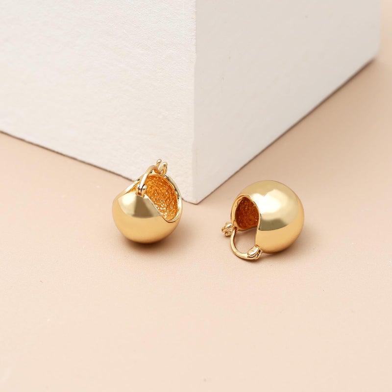S SUSANN Small Chunky Gold Huggie Earrings For Women, 14k Gold Thick statement hoop earrings Cute Dainty Trendy Hoop Earrings Set Hypoallergenic Fashion Earrings For women Jewelry (Ball-Gold 1) - Image 5