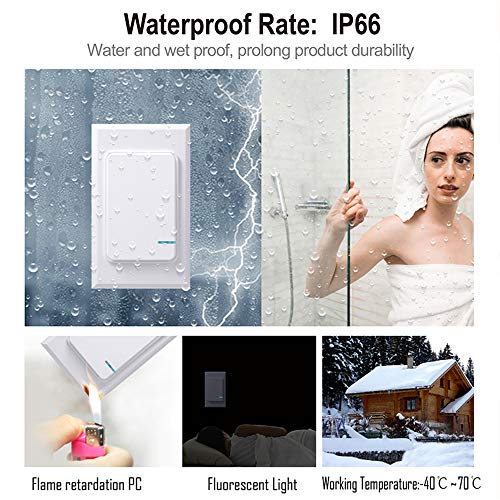 Thinkbee Wireless Light Switch and Receiver Kit, Mini Remote Control Switch with Wall Plate for Ceiling Lights, Lamps, Lighting Fixture, No Wiring No WiFi Needed, Outdoor 1969ft Indoor 328ft RF Range - Image 4