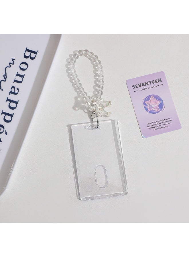 NIBEMINENT 1 - Piece Acrylic Transparent Kpop Photo Card Holder Pendant Key Chain ID Badge Holder ID Card Holder Photo Card Protector for School ID Office ID Access Card for Women Girls - Image 1
