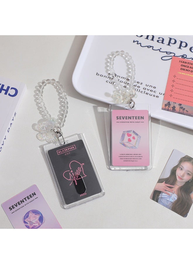 NIBEMINENT 1 - Piece Acrylic Transparent Kpop Photo Card Holder Pendant Key Chain ID Badge Holder ID Card Holder Photo Card Protector for School ID Office ID Access Card for Women Girls - Image 2