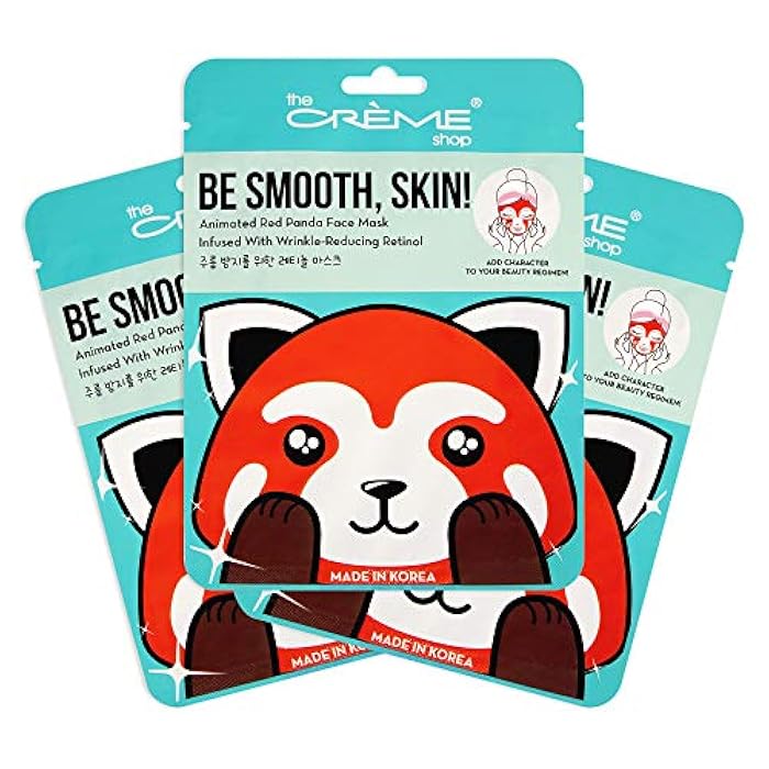 The Crème Shop Be Smooth, Skin! Animated Red Panda Face Mask, Retinol Facial Mask, K Beauty Sheet Mask - 3 Pack - Image 1