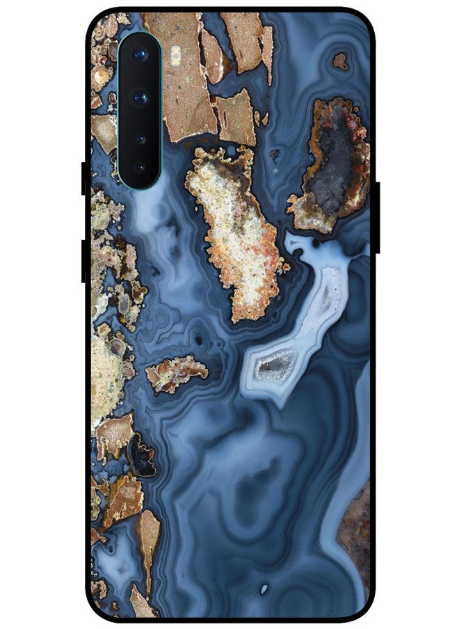 EYE CATCH - Protective Case Cover For OnePlus Nord Smart Series Printed Protective Case Cover for OnePlus Nord Blue & Golden Texture - Image 1