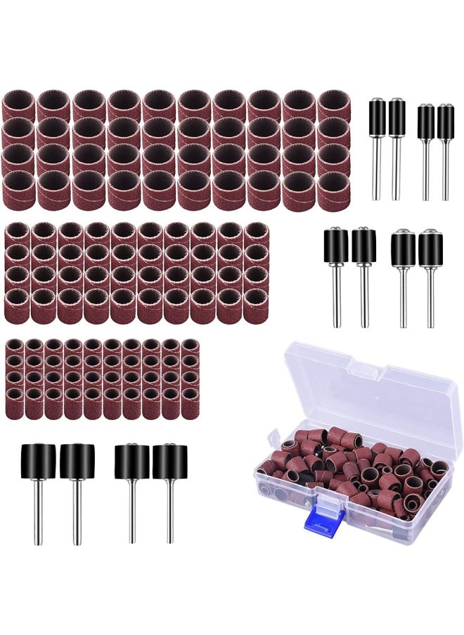 AUSTOR Austor 132 Pieces Sanding Drum Set With Free Box Including 120 Pieces Drum Sander Sanding Sleeves And 12 Pieces Drum Mandrels For Dremel Rotary Tool  - Image 1