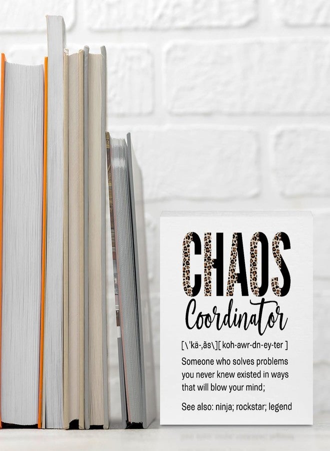 CQM Funny Chaos Coordinator Gifts Office Decor, Leopard Chaos Coordinator Wooden Box Sign, Thank You Gifts, Home Farmhouse Table Shelf Desk Decor Accessories, Appreciation Gifts for Coworkers Colleague - Image 3