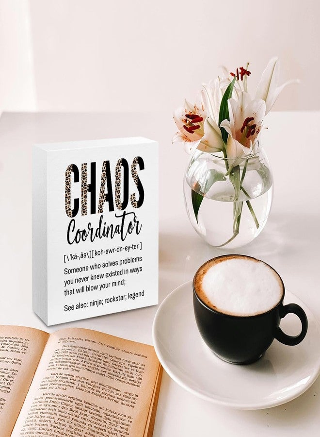 CQM Funny Chaos Coordinator Gifts Office Decor, Leopard Chaos Coordinator Wooden Box Sign, Thank You Gifts, Home Farmhouse Table Shelf Desk Decor Accessories, Appreciation Gifts for Coworkers Colleague - Image 4