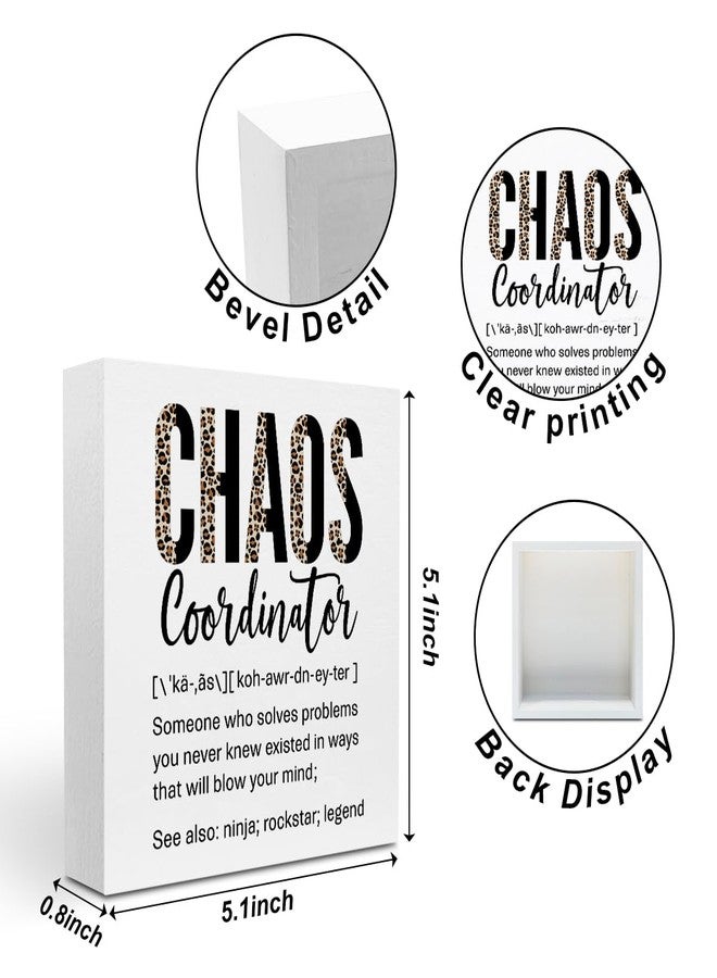 CQM Funny Chaos Coordinator Gifts Office Decor, Leopard Chaos Coordinator Wooden Box Sign, Thank You Gifts, Home Farmhouse Table Shelf Desk Decor Accessories, Appreciation Gifts for Coworkers Colleague - Image 2