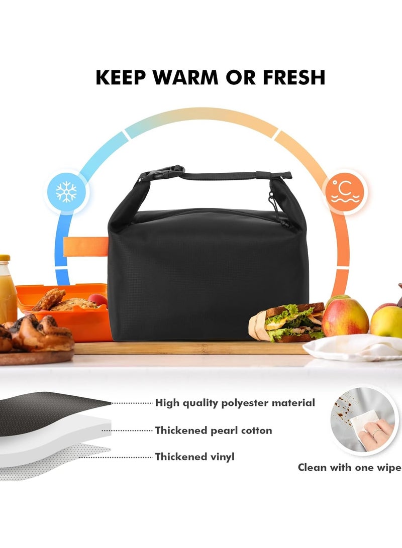 Relex Lunch bag for Adult Women Men, Reusable High Capacity Lunch Tote Bags, Small Leakproof Cooler Food Lunch Containers, Lunch box for Work, Travel, Outdoor, School Picnic, One Size (Black)  - Image 4