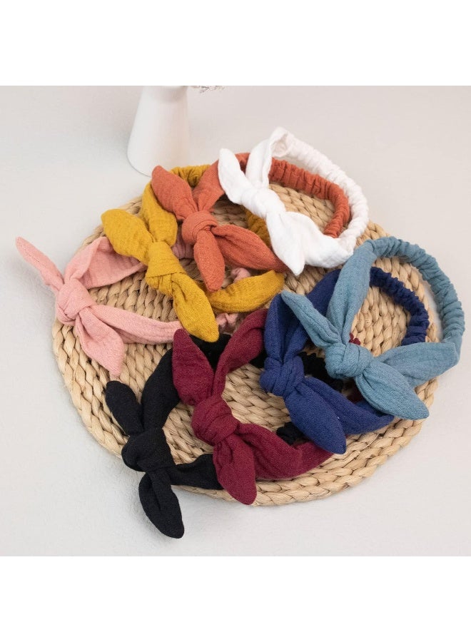 XIMA Headbands for Girls, 8pcs Cotton Rabbit Ears Hairbands for Toddlers Teens Children, Removable Rabbit Ear Bows Kids Hair Accessories - Image 3