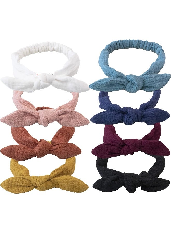 XIMA Headbands for Girls, 8pcs Cotton Rabbit Ears Hairbands for Toddlers Teens Children, Removable Rabbit Ear Bows Kids Hair Accessories - Image 1