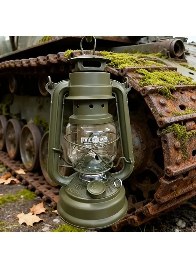 فينتاج مصباح كيروسين محمول للجيش باللون الأخضر زيتي للتخييم والتنزه وحالات الطوارئ - Image 4