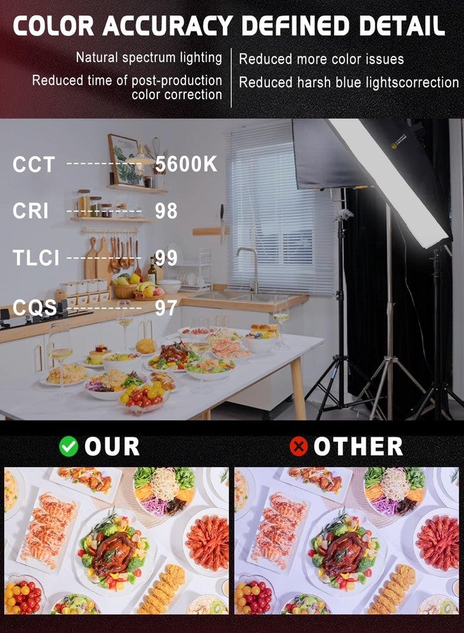 IFOOTAGE 60W LED Light Monolights,Continous Lighting,8 Special Lighting Effects,CRI98 3000 to 12200LUX,Rf 97/100,APP/Button Control(Carry Bag - Image 2