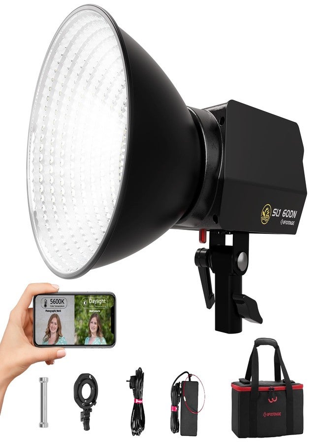 IFOOTAGE 60W LED Light Monolights,Continous Lighting,8 Special Lighting Effects,CRI98 3000 to 12200LUX,Rf 97/100,APP/Button Control(Carry Bag - Image 1