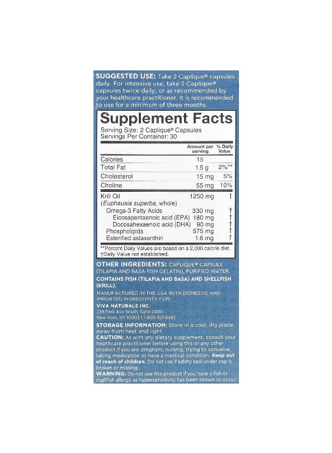 Viva Naturals, Antarctic Krill Oil with Astaxanthin, 60 Caplique® Capsules