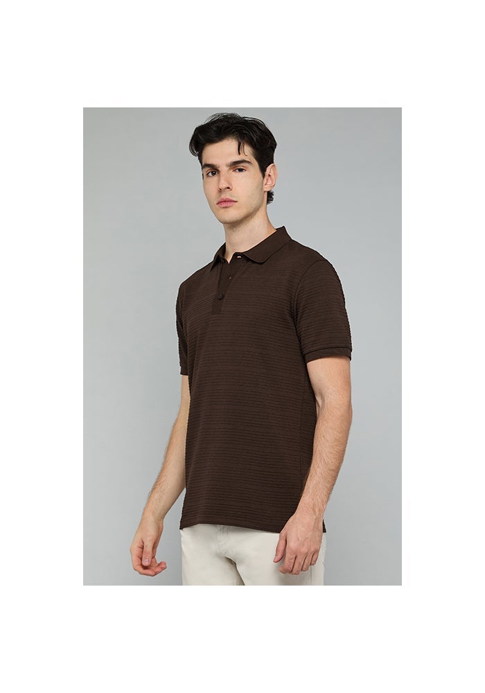 R&B Textured Polo T-Shirt with Short Sleeves - Image 2