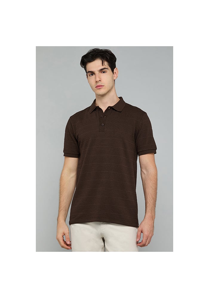R&B Textured Polo T-Shirt with Short Sleeves - Image 1