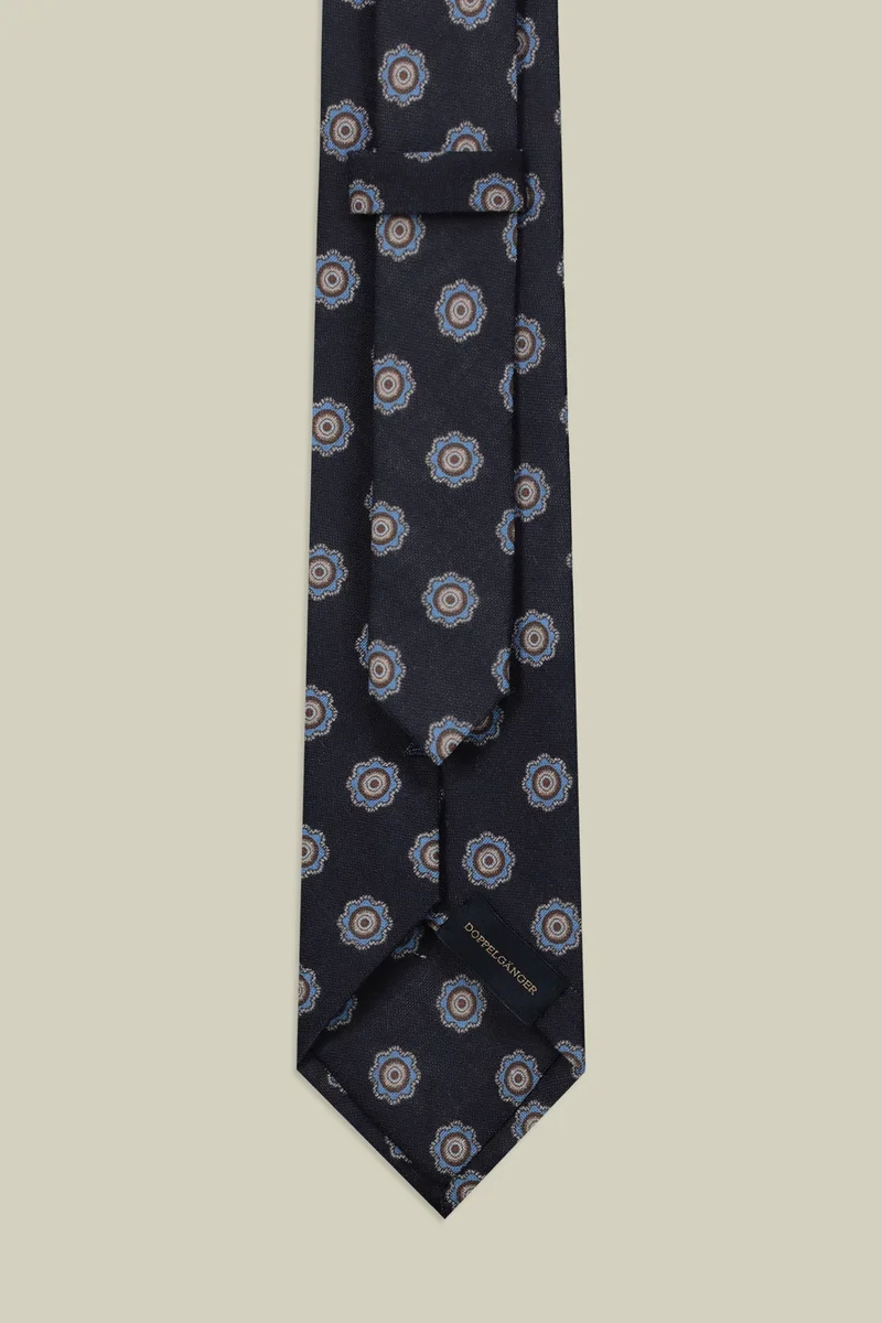 Doppelganger Blue Men's macro patterned tie - DK Blue for Men | Best Price UAE
