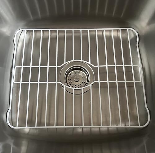 SOFINNI Sink Protectors for Kitchen Sink Bottom with White Coating Grate Insert Grid Sink Bowl Drying Rack Steel Small (10.5" x 12.5") - Image 1
