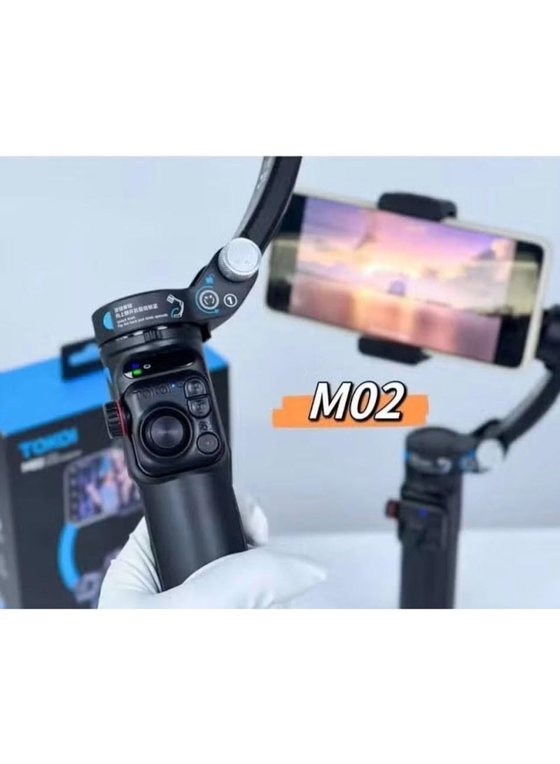 توكوي مثبت الهاتف الذكي TOKQI M02 ثلاثي المحاور مع جهاز تحكم عن بعد بتقنية البلوتوث، مثبت محمول مضاد للاهتزاز للهواتف المحمولة مناسب لمدونات الفيديو، ويوتيوب، وتيك توك، والبث المباشر - Image 3
