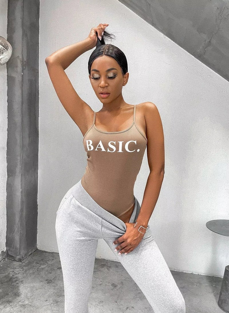 Letter Graphic Cami Bodysuit - Image 1