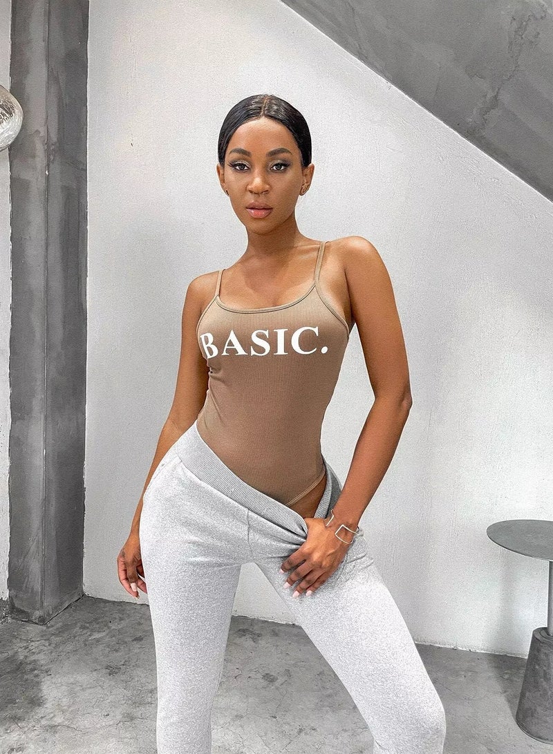 Letter Graphic Cami Bodysuit - Image 3