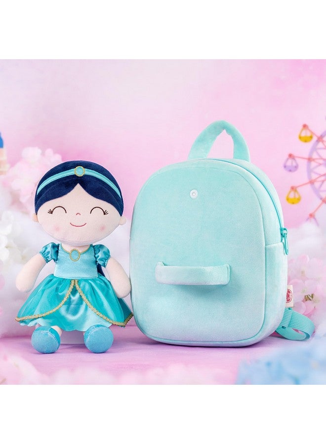 Gloveleya Toddler Backpack For Girls Kids Backpacks Soft Girl Toys Plush Baby Girl Gifts With Plush Princess Jasmins Doll Aqua 9" - Image 3