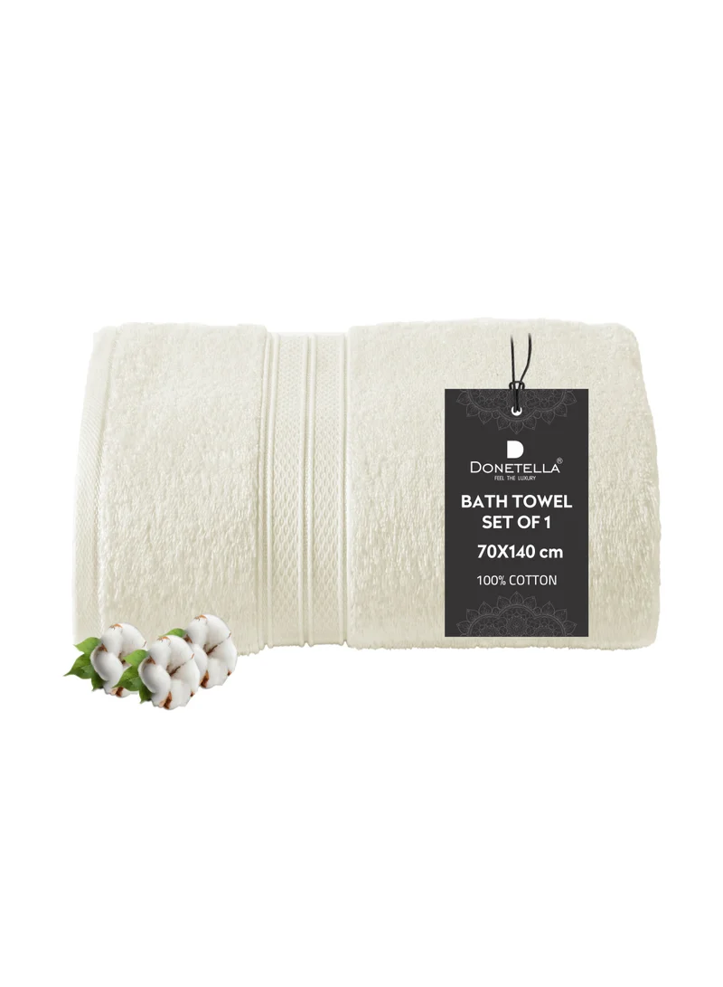 Donetella Premium 100 % Combed Cotton 1-Pcs Bath Towel(70 X 140 CM) 600 GSM Large Towel, Highly Absorbent, Quick Dry,Best Towel for Bathroom, Spa And Hotel