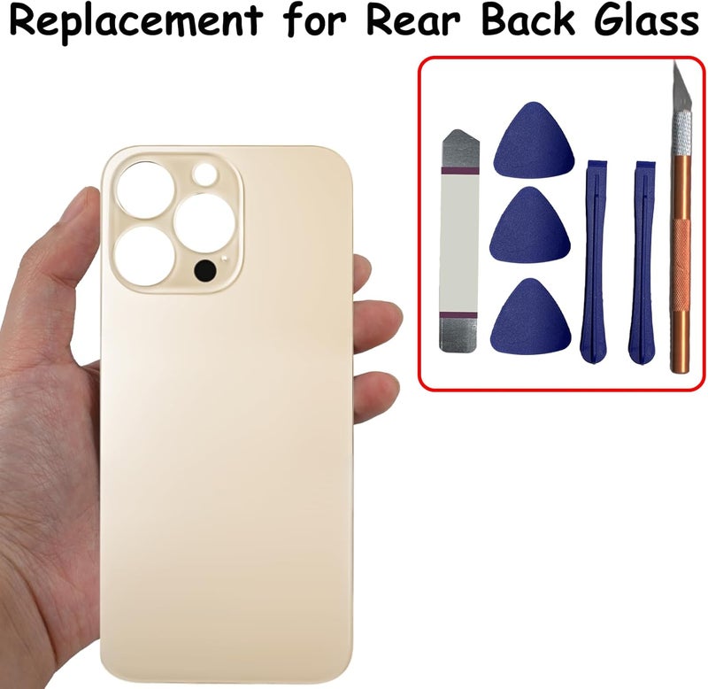 Anglepingping 13 Pro Max Back Glass Replacement for iPhone 13 Pro Max Rear Back Glass with Pre-Installed Adhesive and Tools(Gold) - Image 5
