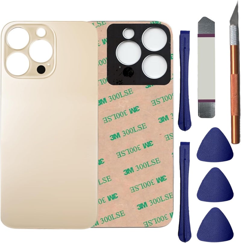 Anglepingping 13 Pro Max Back Glass Replacement for iPhone 13 Pro Max Rear Back Glass with Pre-Installed Adhesive and Tools(Gold) - Image 1