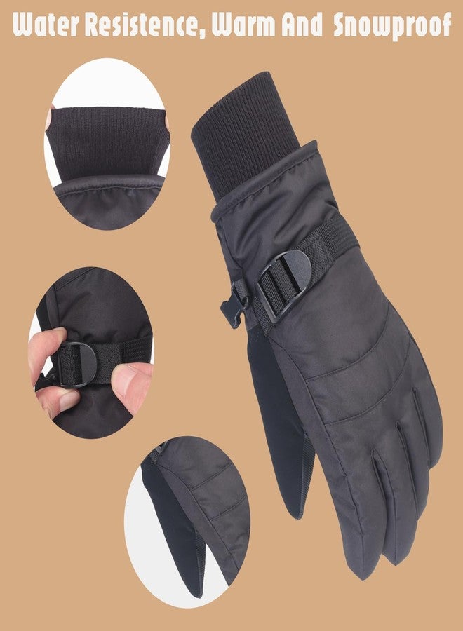XTACER Boy's Girl's Kid's Ski Snow Gloves Snowboard Winter Warm Cold Weather Gloves for Boys Girls Children (Black,4-6 Years) - Image 2