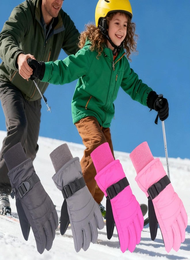 XTACER Boy's Girl's Kid's Ski Snow Gloves Snowboard Winter Warm Cold Weather Gloves for Boys Girls Children (Black,4-6 Years) - Image 4