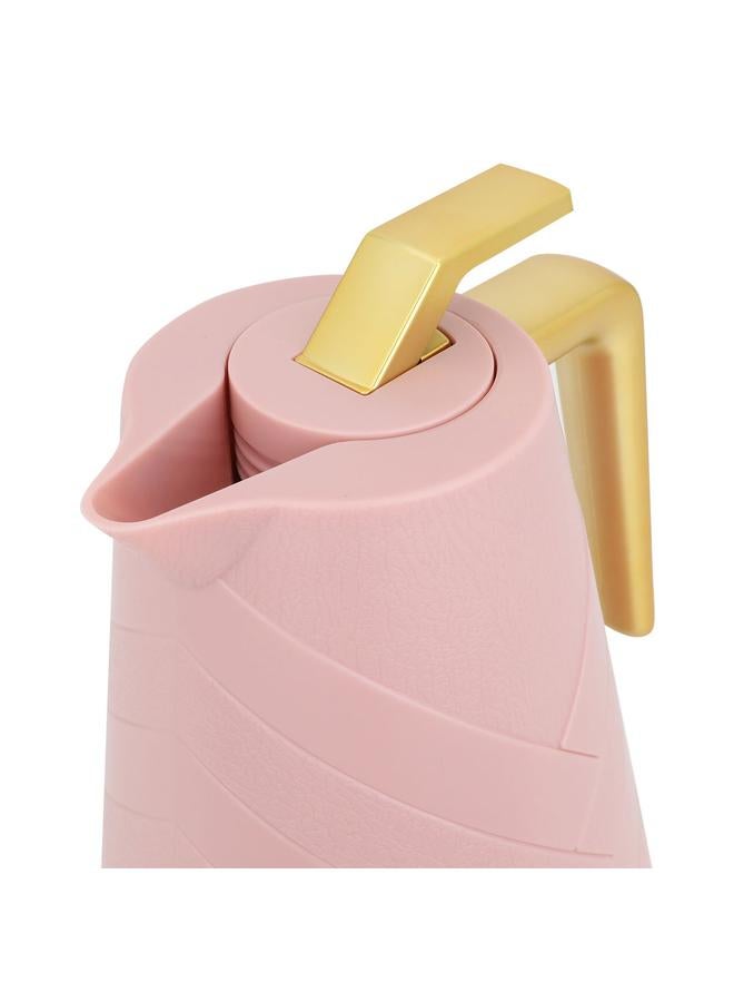 جلوري ترمس زجاجي سعة 1 لتر، خارجي بلاستيكي، وردي غامق - Image 4