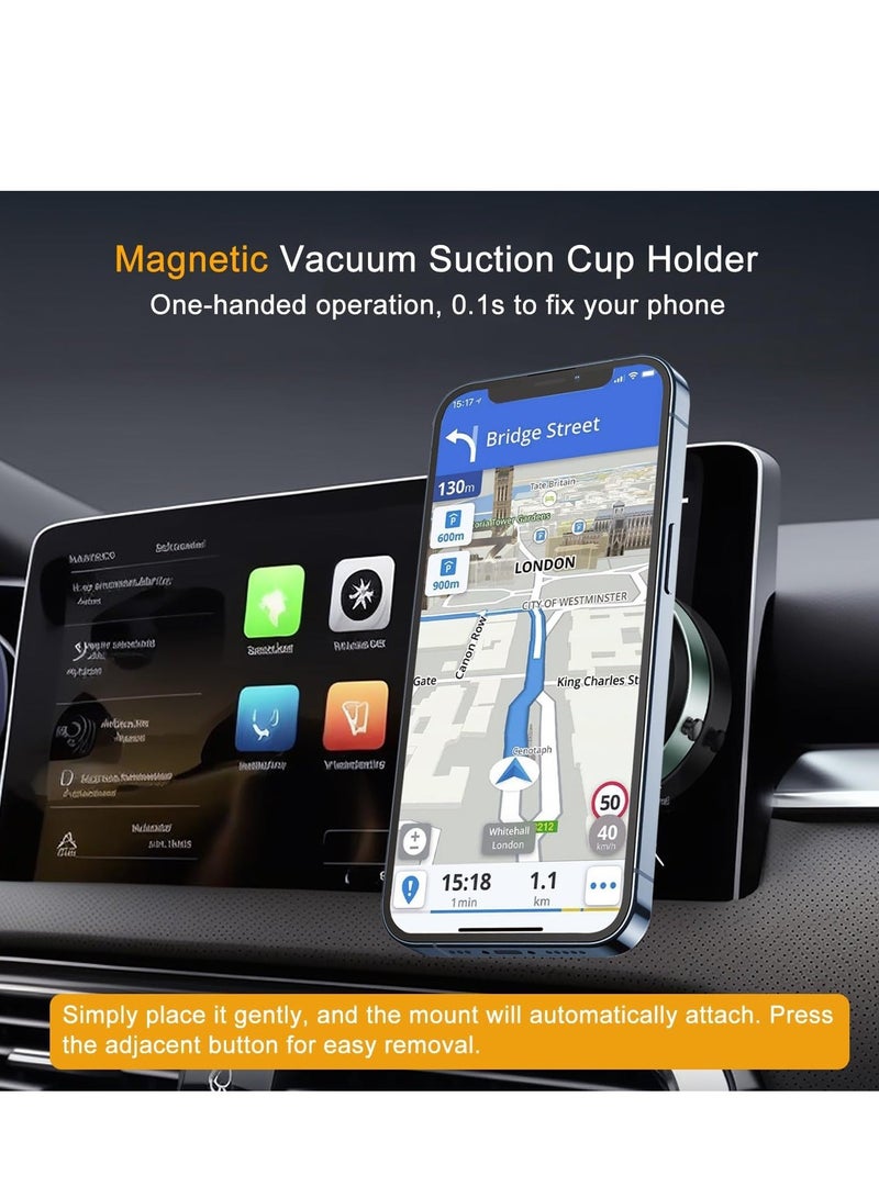 Magnetic Car Suction Cup Holder Mount,360 Rotation Magnetic Car Cell Phone Holder,Suction Cup Car Phone Mount,Universal Adjustable Windshield Dashboard Mobile Phone Holder - Image 2