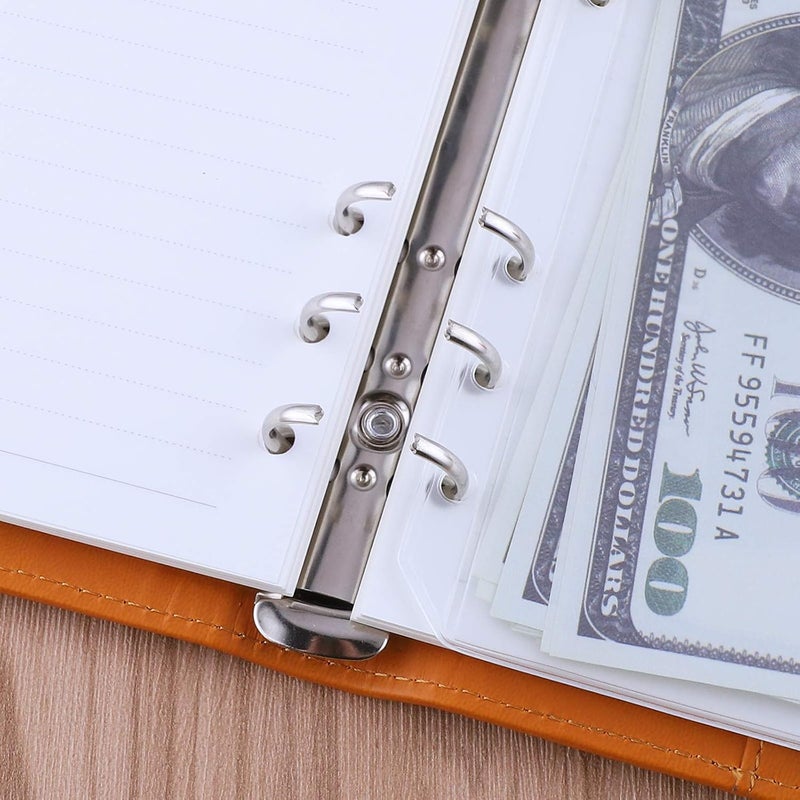 Antner A6 PU Leather Refillable 6 Ring Notebook Binder for A6 Filler Paper, Loose Leaf Personal Planner Binder Cover with Magnetic Buckle for Budget, Dark Yellow - Image 5