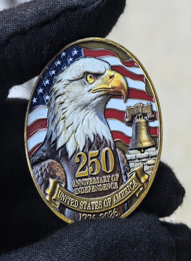 CYOUNG United States 250th Independence Anniversary Challenge Coin Bald Eagle Liberty Bell Medal with High Relief, American History Souvenir Gift ﻿ ﻿ ﻿ - Image 3
