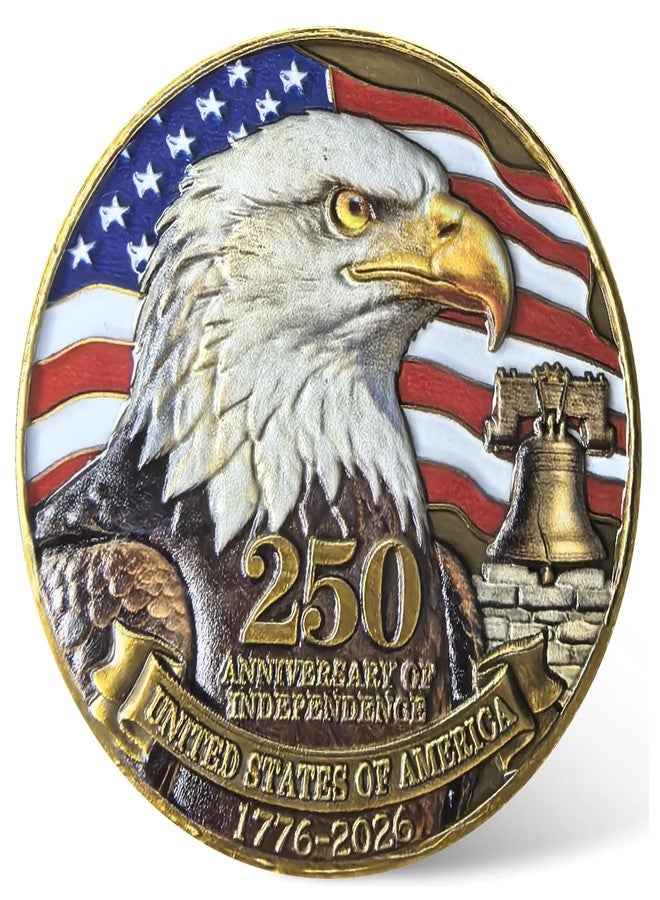 CYOUNG United States 250th Independence Anniversary Challenge Coin Bald Eagle Liberty Bell Medal with High Relief, American History Souvenir Gift ﻿ ﻿ ﻿ - Image 1