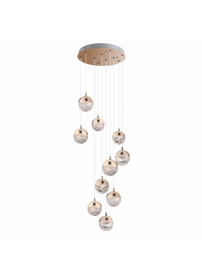 DANUBE HOME Alisse Staircase Chandelier Ss + Alu+Crystal D60 Xh18X W60 Led Gold/Clear  - Image 1