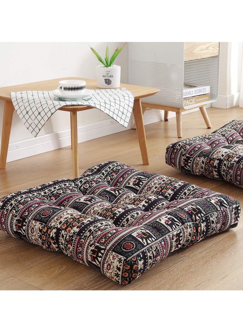 XICEN - Boho Square Floor Seat Pillows Cushions 55 x 55cm,Soft Cotton Linen for Living Room Adults & Kids Casual Reading Nook - Image 1